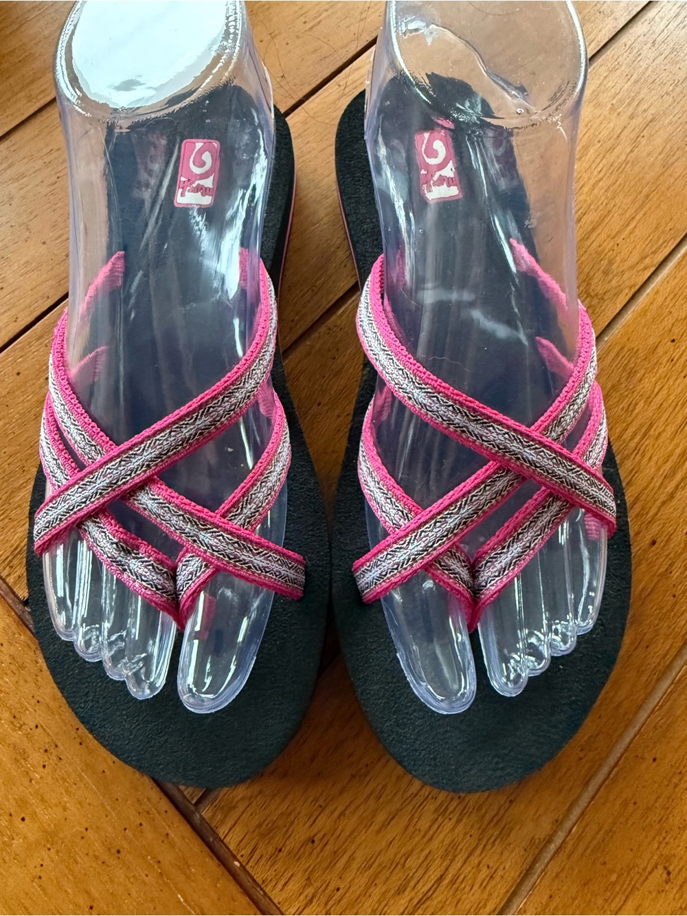 Teva Women's Pink and Gray Crisscross Strap Sandals